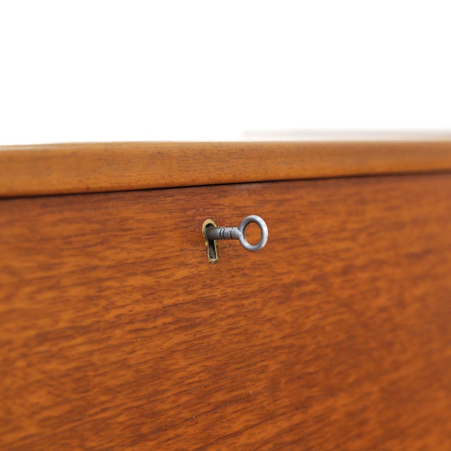 Wood Mid Century Teak Secretary Desk Attributed Jentique Furniture For Sale - Image 7 of 13