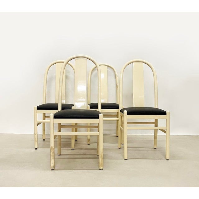Lacquered Wooden Chairs, 1980s, Set of 4 For Sale - Image 3 of 11