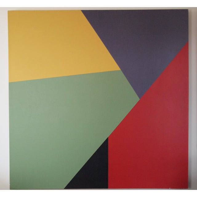 -Original MURRY HANDLER Hard-Edge Abstract PAINTING 60x60" Oil / Canvas, Large-Scale Square, Multicolor Modern Art...