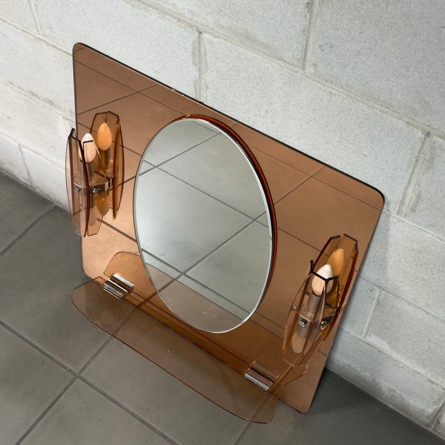 Crystal Mirror with Wall Sconces attributed to Veca, 1970 For Sale - Image 4 of 11