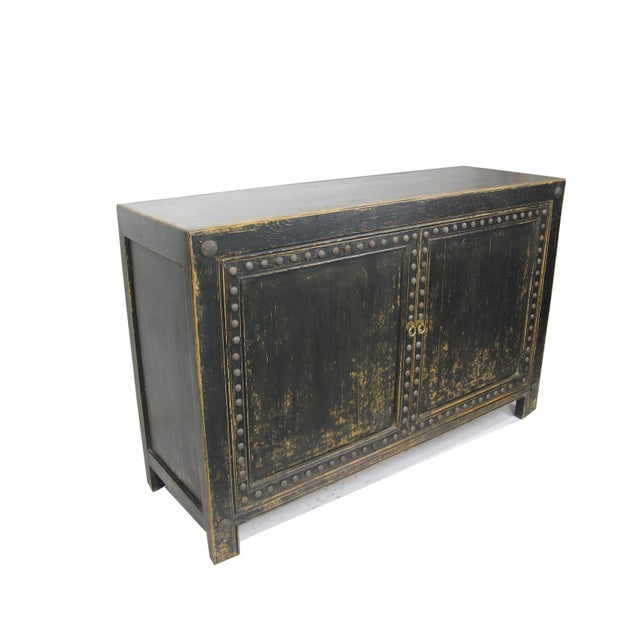 This black sideboard credenza is handmade, using traditional Chinese furniture construction and joinery and hand finished...