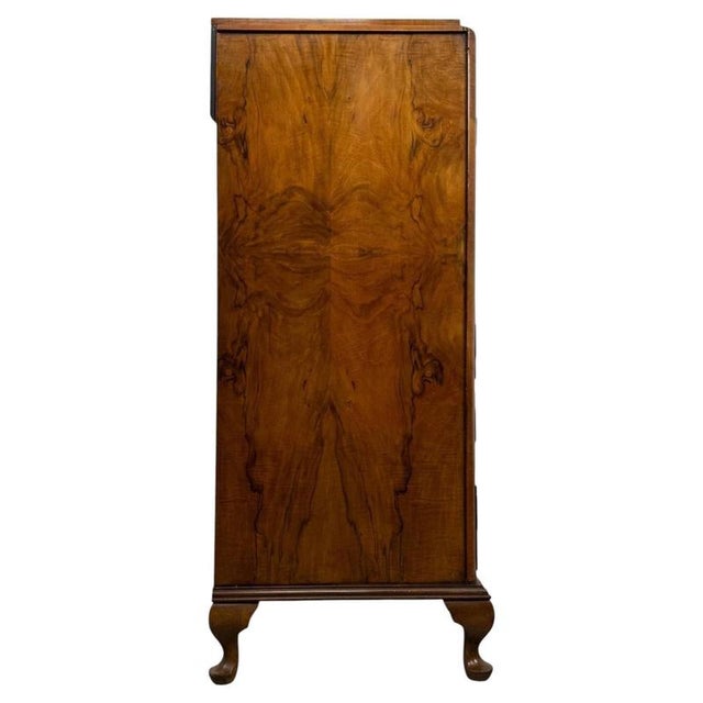 Wood Antique Figured Walnut Cabinet, 1900s For Sale - Image 7 of 13