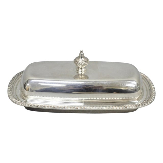 Vintage Oneida Silver Plated Covered Butter Dish W/ Glass Liner (A) For Sale