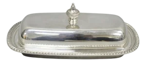 Vintage Oneida Silver Plated Covered Butter Dish W/ Glass Liner (A)