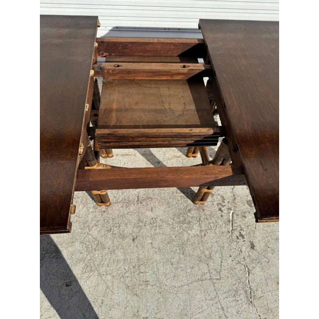 Brown Late 20th Century Handcrafted in Thailand Boho Chic Bamboo/Teak Dining Room Table For Sale - Image 8 of 12