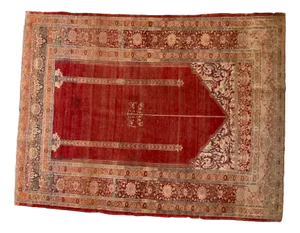 Antique Heriz Prayer Silk Rug