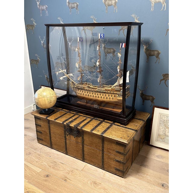 Tan Antique Weathered Teak Chest, 1840 For Sale - Image 8 of 12