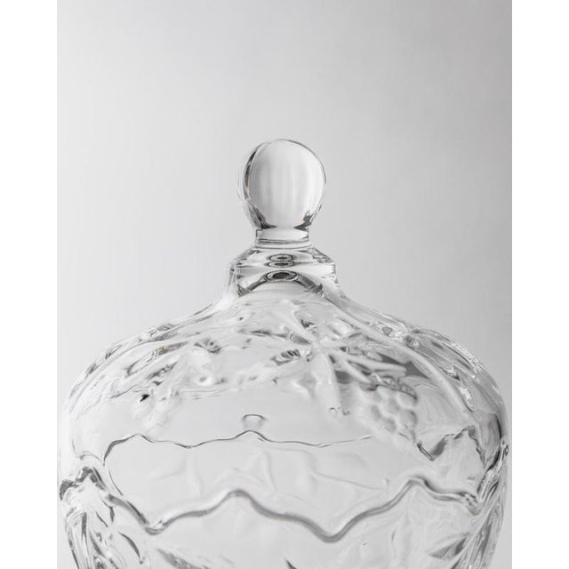 Glass Vintage Clear Glass Footed and Lidded Bonboniere, 1980s For Sale - Image 7 of 11