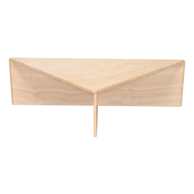Modern Italian Travertine Triangular Coffee Table, Circa 1970s For Sale