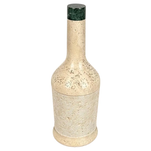 Mid-Century Italian Bottle-Shaped Sculpture in Travertine, 1970s For Sale