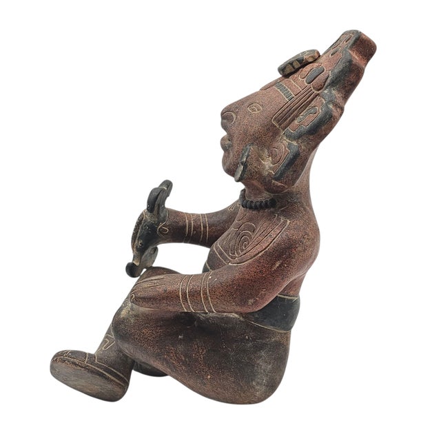 Large Pre Columbian Style Figural Pottery Sculpture 14" For Sale - Image 4 of 13