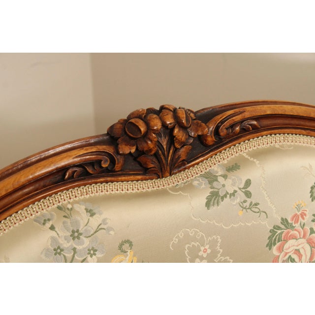 French Louis XV Style Pair Of Carved Frame Upholstered Twin Beds For Sale - Image 9 of 12