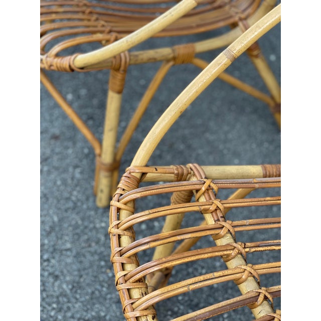 Vintage Rattan Basket Garden Chairs, France 1960s, Set of 4 For Sale - Image 10 of 13