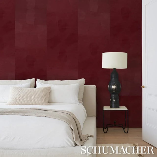 Schumacher Schumacher x David Kaihoi Hand Combed Plaster Wallpaper In Oxblood For Sale - Image 4 of 4