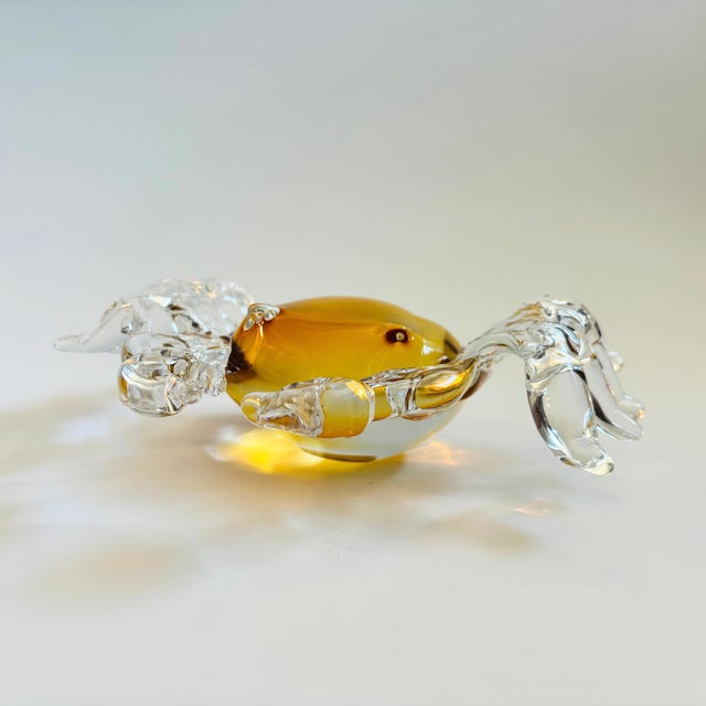 A wonderful large vintage art glass crab. Lovely amber color to the glass.