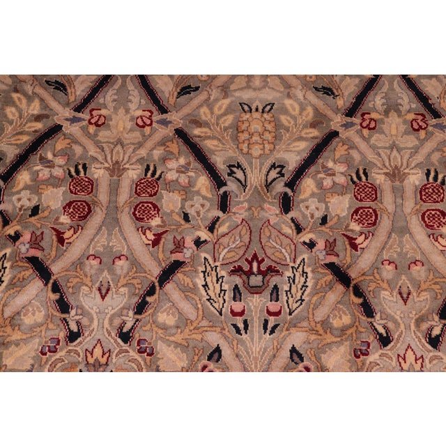 Shabby Chic 1990's Pak-Persian Green/Red Wool Rug - 9'2'' X 12'3'' For Sale - Image 4 of 9