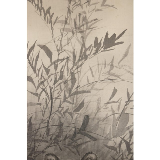"Raccoons and the Moon", Taisho to Early Showa Era Japanese Ink Scroll Painting For Sale - Image 10 of 18