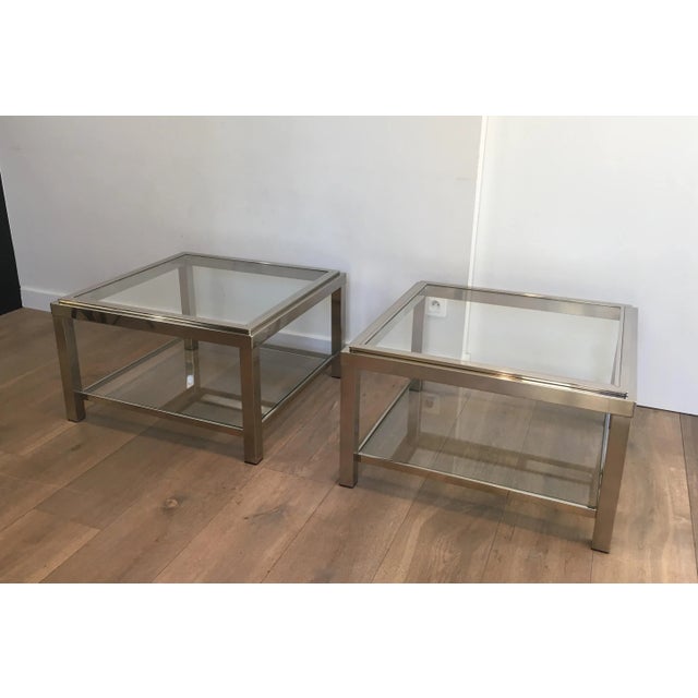Chrome Side Tables, French, circa 1970 - A Pair For Sale - Image 12 of 13