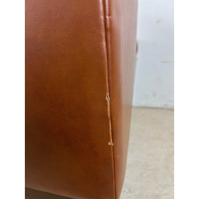 Mid Century Modern Brown Vinyl Lounge Chair With Walnut Base For Sale In Philadelphia - Image 6 of 12