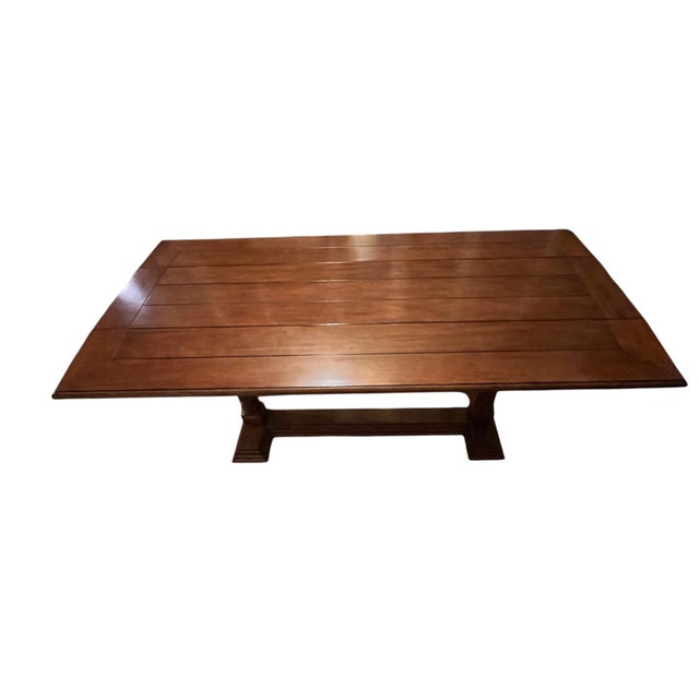 Sherrill console dining table with distressed finish. Leaves fold down for console table and are placed up for dining...