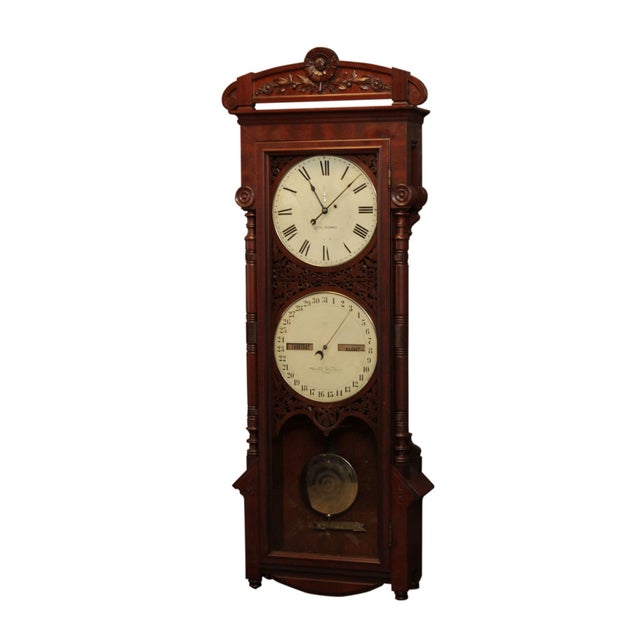 Seth Thomas Antique Victorian Walnut 11 Office Calendar Clock Chairish