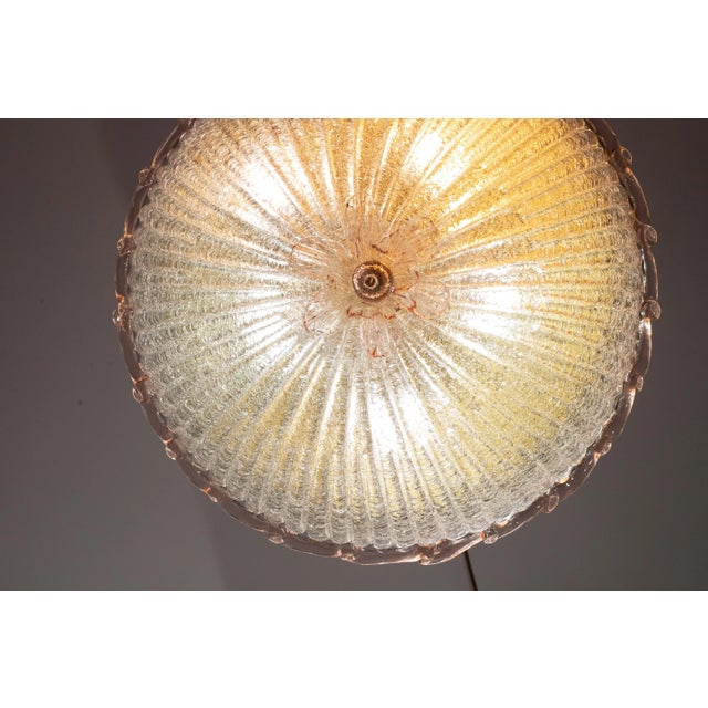 Pink Set of 2 Large Size iItalian Pink and Murano Glass Ceiling Flower For Sale - Image 8 of 12