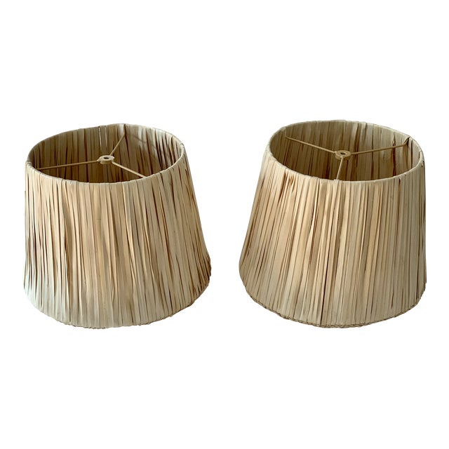 Rattan Raffia Empire Lampshades - Set of 2 For Sale