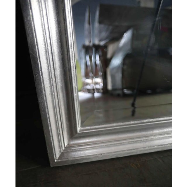 Late 20th Century Vintage Mirror With Beveled Glass With Silver Giltwood-Style Frame For Sale - Image 5 of 7