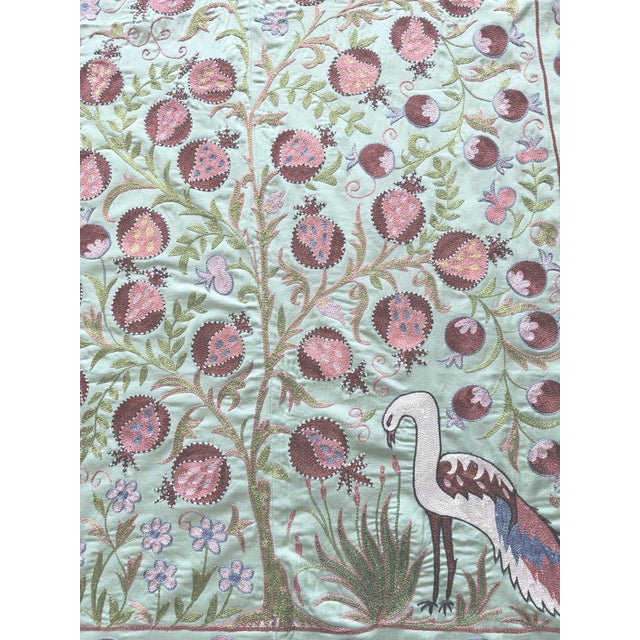 Decorative Vintage Suzani from Samarkand, circa late 1960s. Dimension; 41'' x 75'' inches / 105 x 190 cm / 3'5'' x 6'3''...