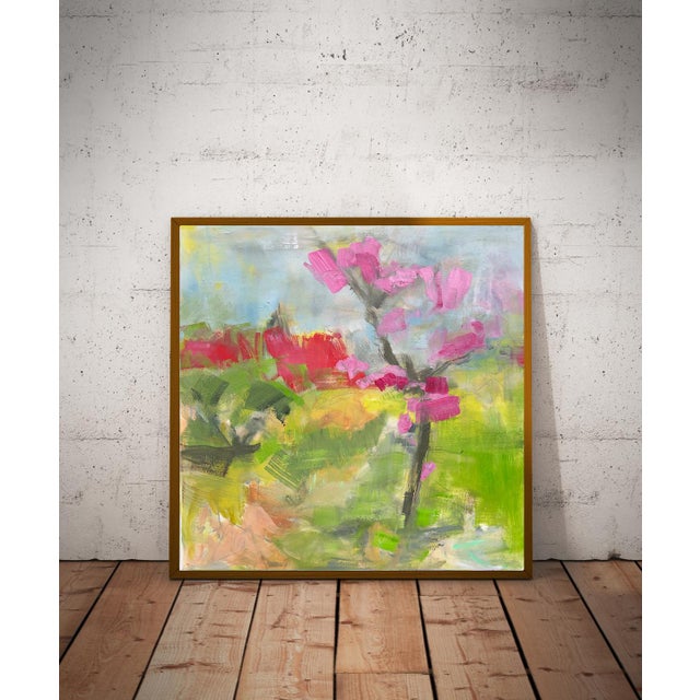 "Red Roof, Hakodate" by Trixie Pitts Abstract Impressionist Landscape Painting For Sale In Nashville - Image 6 of 12