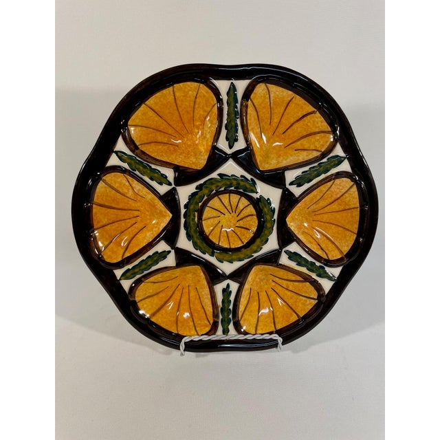 1950s French Saint Jean De Bretagne Majolica Oyster Plate For Sale - Image 10 of 15