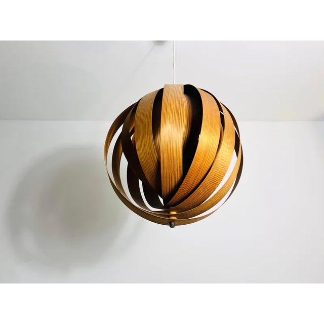 Mid-Century Wooden Pendant Lamp attributed to Hans-Agne Jakobsson for AB Markaryd, Sweden, 1960s For Sale - Image 9 of 13
