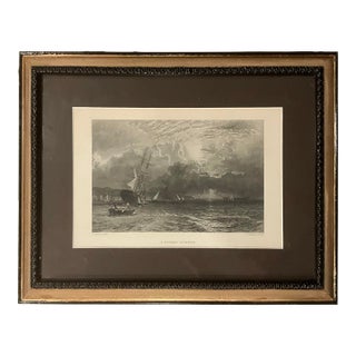 Vintage Engraving a Storny Sunset Artist H Dawson Framed For Sale