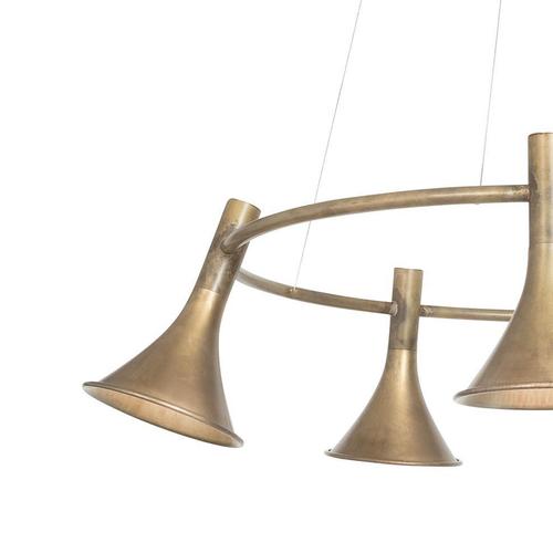 Round Raw Brass Megafon 5 Ceiling Lamp by Jesper Ståhl for Konsthantverk For Sale - Image 3 of 6