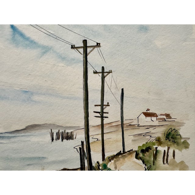 Rustic Henry Emil Salloch Original Watercolor on Paper Popham Beach, Maine. 1954. For Sale - Image 3 of 7