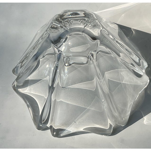 Orrefors Vintage 20th C Heavy Crystal Orion Bowl by Lars Hellsten Sweden for Orrefors Signed For Sale - Image 4 of 4