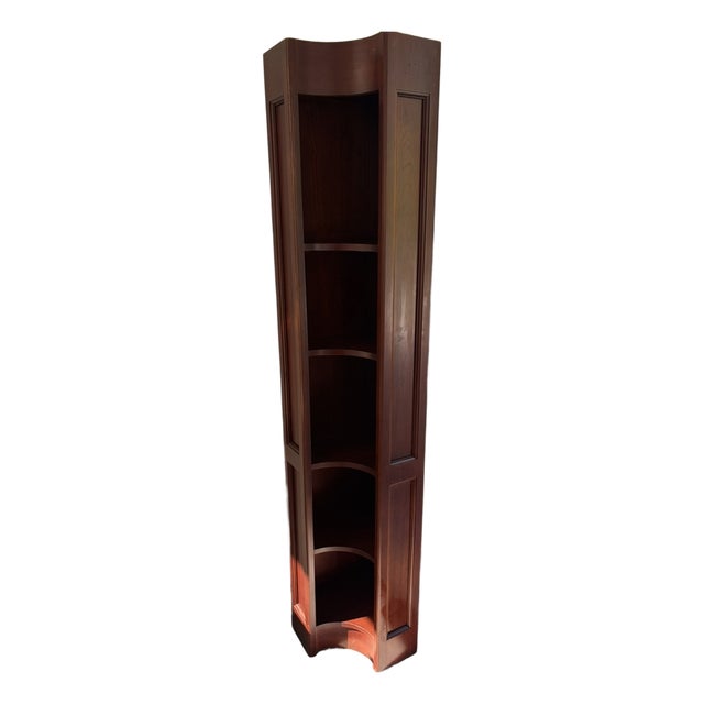 1980s Classic Slim Corner Bookcase Mahogany For Sale