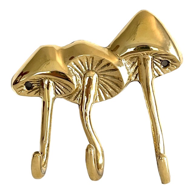Brass Mushrooms Triple Wall Hook For Sale