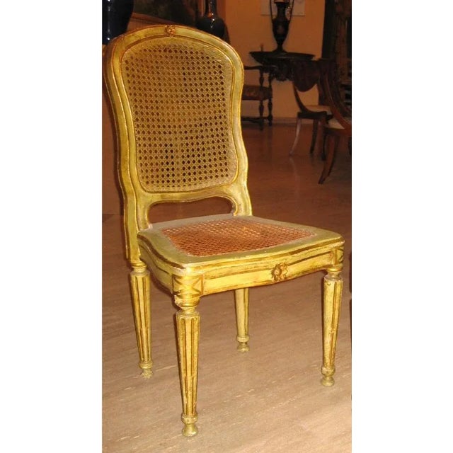18th Century Italian Painted and Parcel-Gilt Chairs, Set of 6 For Sale - Image 4 of 7