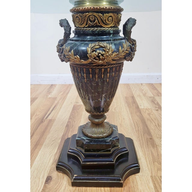 Gold Antique French 19th C Louis XVI Glass Marble & Gilt Bronze Urn Vase Side Table For Sale - Image 8 of 13