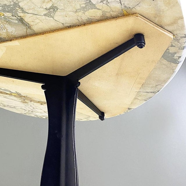 Italian Coffee Table with Oval Marble Top and Metal Legs, 1970s For Sale - Image 12 of 14