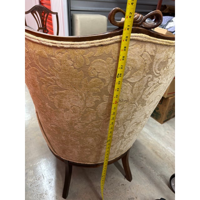 Wood 1930s Pair of Beautifully Carved Mahogany Vintage Arm Chairs For Sale - Image 7 of 12