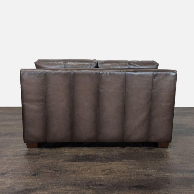 Pottery Barn Brown Leather Loveseat - Modern and Comfortable For Sale In San Francisco - Image 6 of 7