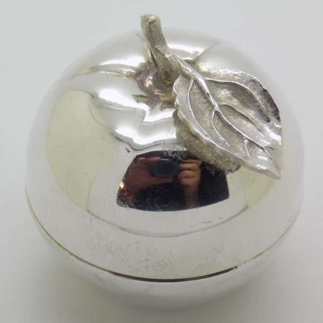 Vintage Italian Handmade Silver Apple Trinket Box, Padova, Italy, 1980s For Sale - Image 12 of 12