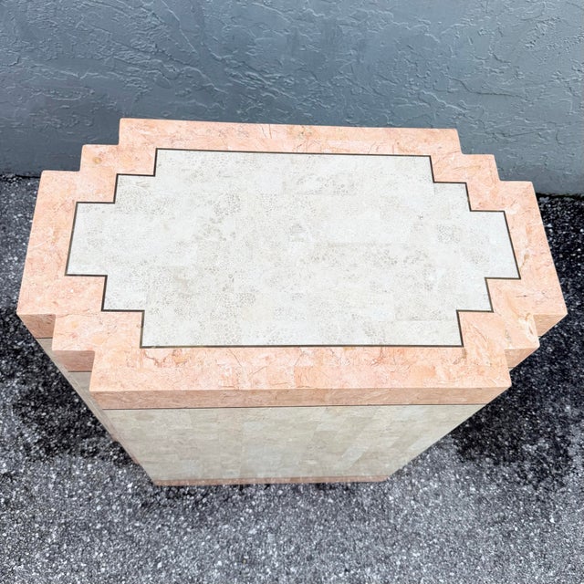 Postmodern Postmodern Beige and Pink Tessellated Stone Table Base/Pedestal For Sale - Image 3 of 5