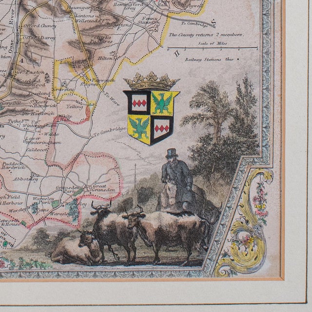 Antique County Map, Huntingdonshire, English, Framed, Moule, Atlas, Victorian For Sale - Image 11 of 12