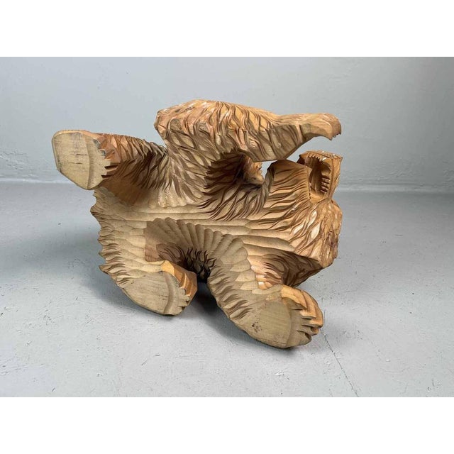 Carved Wood Kibori Kuma Bear on Table Stand, Japan, 1990s For Sale - Image 9 of 14