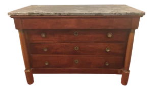 French Empire Solid Mahogany Four Drawer Chest