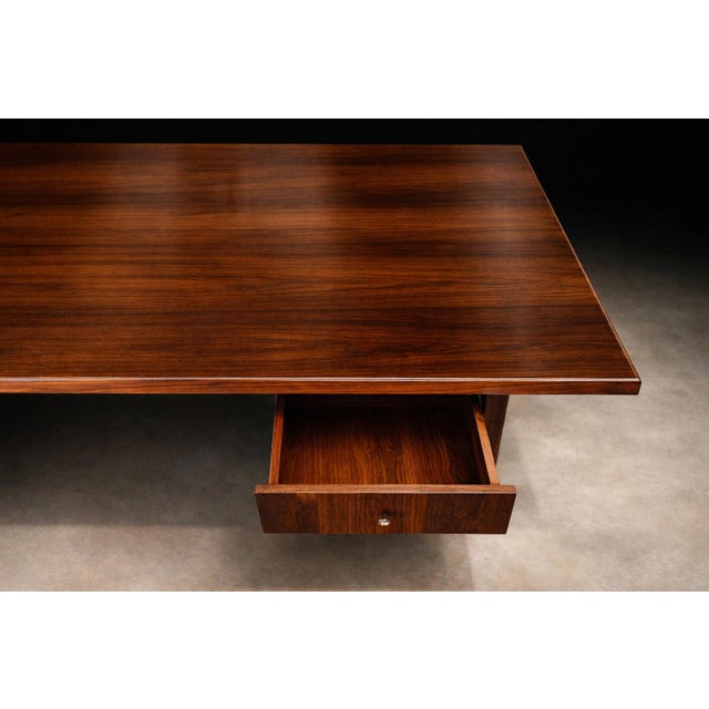 Brazilian Modern Rosewood Desk With Dual Drawers — Brazil, 1960s For Sale - Image 11 of 15