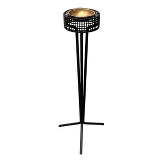 Mid-Century Modern Tripod Standing Ashtray with Perforated Metal, 1960s For Sale